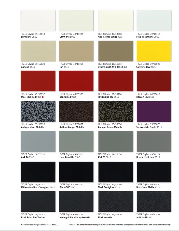 Powder Coating Colors - Awnings of Hollywood