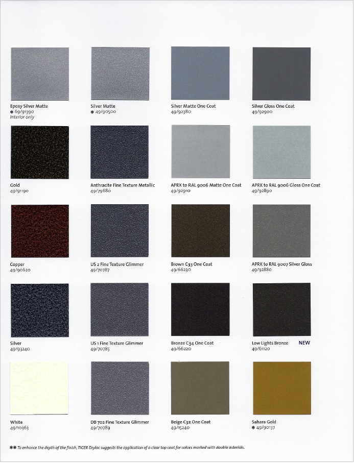 Powder Coating Colors - Awnings of Hollywood